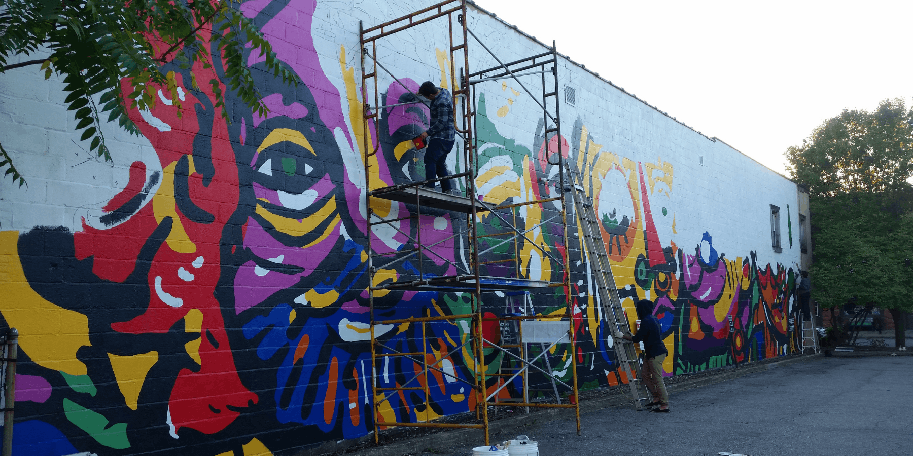 1/2 of the mural getting done
