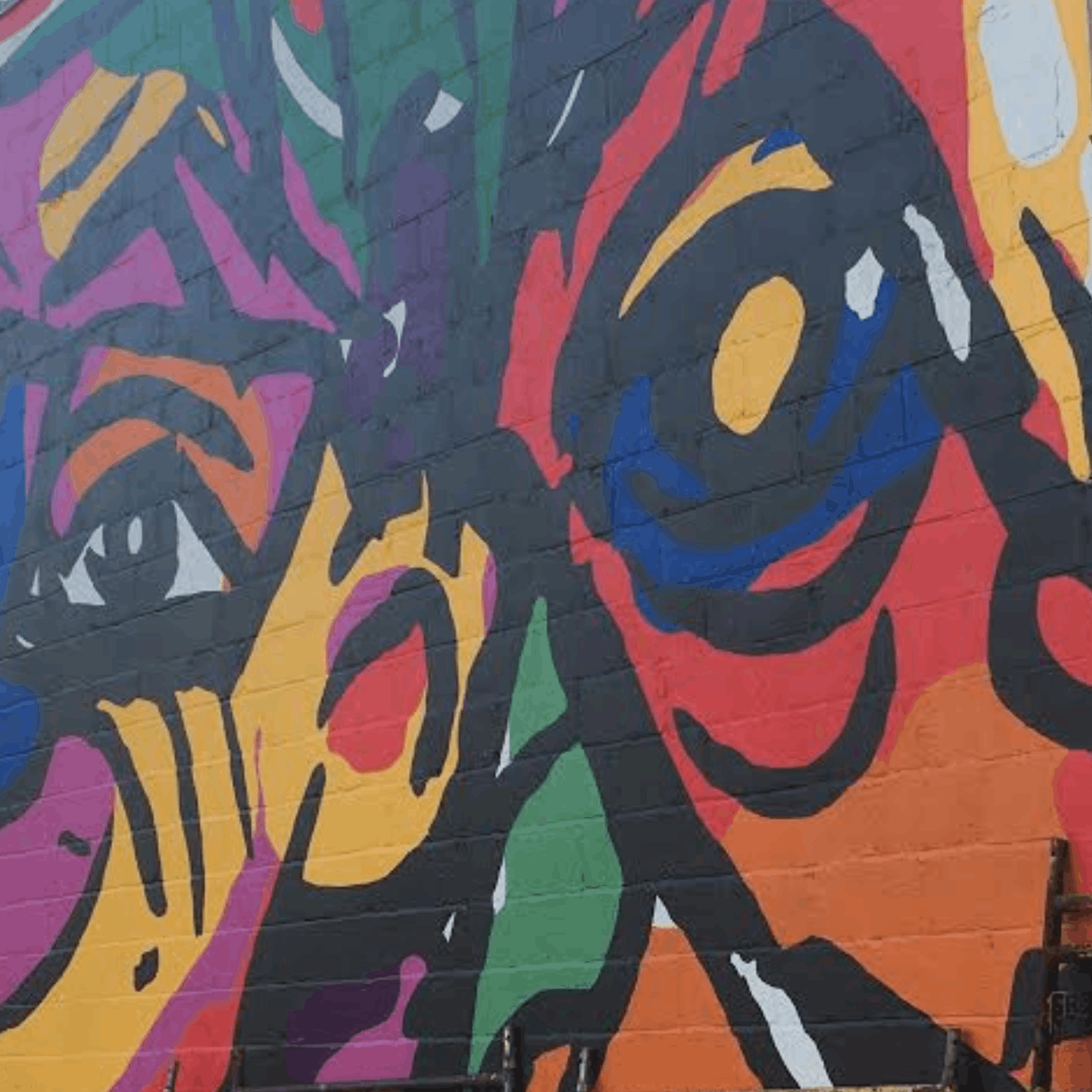 close up of mural