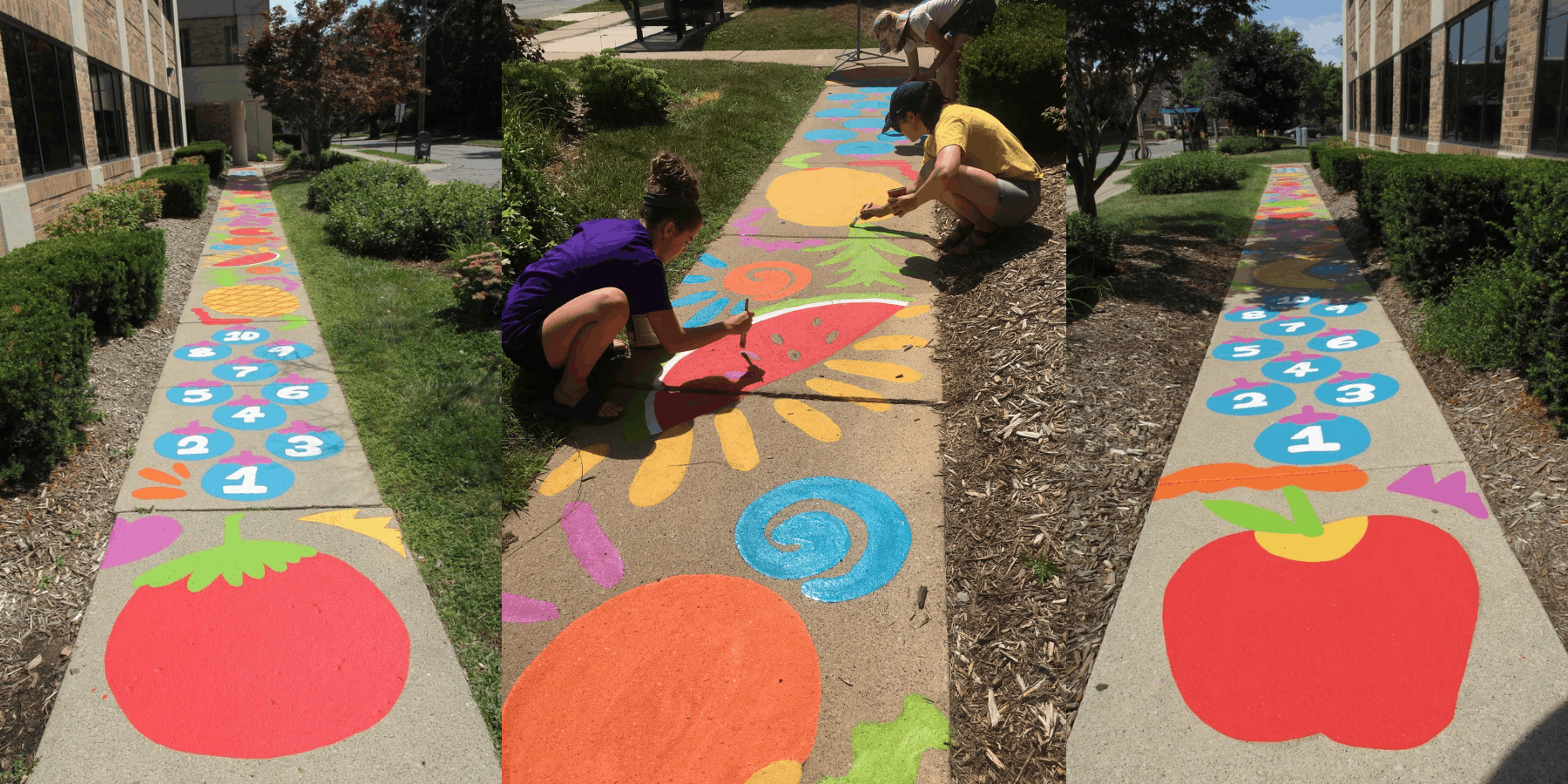 smaller sidewalk painted with fruits and vegetables
